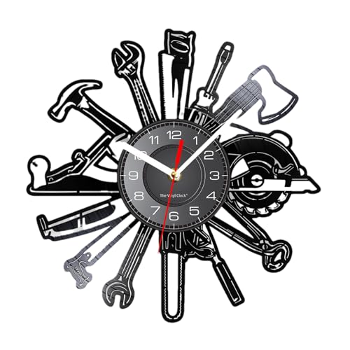 Reloj de pared para garaje, 34 x 34 cm, 300 g, redondo ABS analógico, decoración silenciosa de granja, cocina, sala de estar, dormitorio, oficina, hogar, fácil lectura, larga vida útil, arte