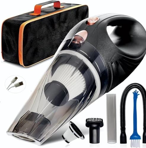 Power Practical Handheld Cordless Vacuum Cleaner, Rechargeable Portable Car Vacuums W/Strong Suction, Bag & Attachments, Small Vac Cleaner for Car, Couch, Home, Car Suction Cleaner, aspiradora de mano