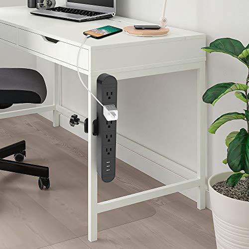 Desk Clamp Power Strip with USB,Metal Outlet Desktop Surge Protector,Standing Desk Clamp Power Station,Desktop Mount Outlet with 5 AC Outlet,3 USB Ports,6ft Extension Cord(380 Joules)