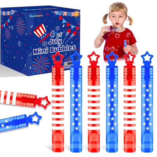 64 Pack Fourth of July Party Favors Supplies for Kids,Red White Blue Mini Bubble Wands Toys Gifts Bulk,Goodie Bag Stuffers,Patriotic Activities Accessories Decor for 250th Anniversary Independence Day
