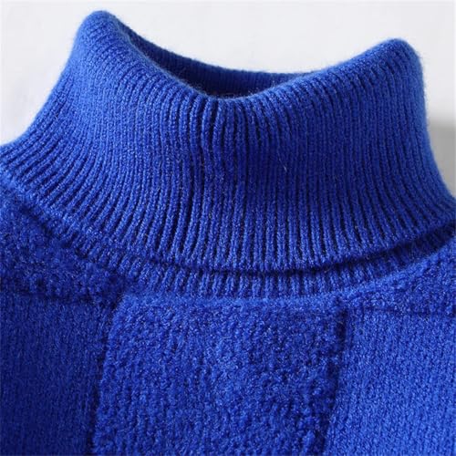 Men Plaid High Neck Pullovers Sweater Long Sleeve Thick Warm Wool Knit Jumper Top3