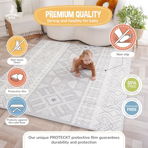 Tapis de motricité bébé réversible et grand format comme cadeau de naissance - 5