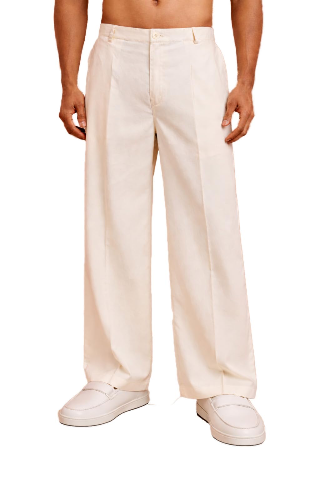 vastramay Men Cotton Lycra Wide Leg Palazzo - Zip Button Elastic Waist Party Festive Wear-picture-31