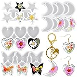 4 Stück Schlüsselanhänger Silikonform Anhänger Schmetterling Herz Mond Stern Schlüsselbund Epoxidharz Formen Silikon Keychain Resin Form Harzform Gießformen Gips Zum Gießen Mit Für Ornamente Hängende