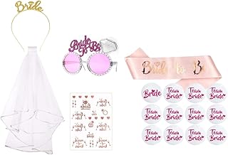 Gadget Per Addio al Nubilato Gadget Divertenti Per Addio al Nubilato Kit con Fascia in Raso Fascia Per Capelli Velo Giarrettiera da Sposa e Occhiali Rosa Tatuaggi e Spille Per la Squadra Della Sposa