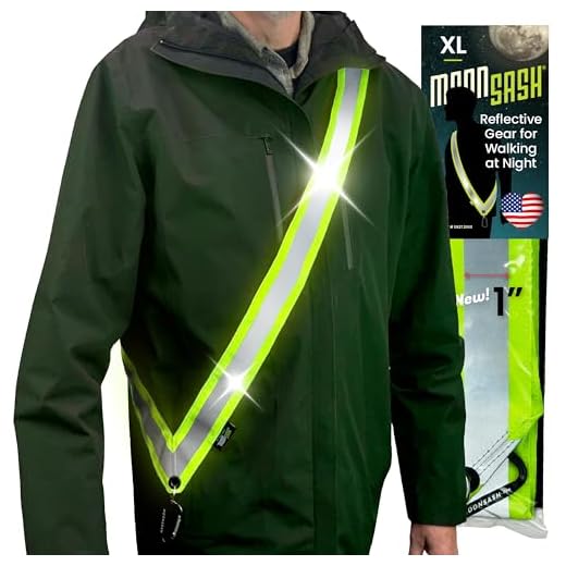 MOONSASH XL – Patented Reflective Night Safety Gear for Big/Tall or Over a Jacket > Reversible, Comfortable, Practical & Stylish Safety Accessory