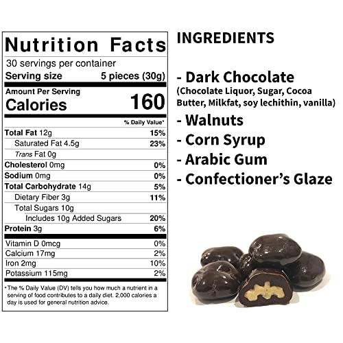 Dark Chocolate Covered Walnuts - Crunchy Walnuts Drenched In Rich Dark Chocolate (2 Pound Bag) #TOP1