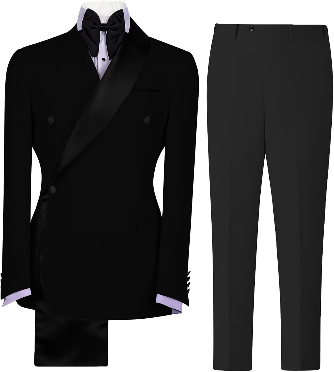 Double Breasted Mens Tuxedo Suit Set 2 Piece Wedding Tuxedos for Men Slim Fit Prom Suits Groom Tux