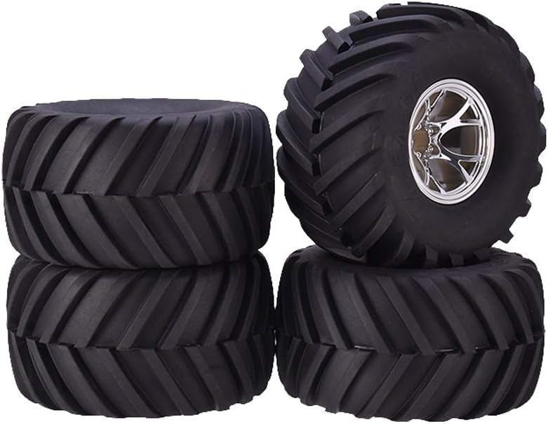 KINGCOO 4PCS RC Truck Tires 135MM Rubber Tyres and Plastic Wheel Rims Accessories for Monster Truck 1/10 RC car for HSP HPI Tamiya Kyosho Truggy (Y-Silver) - Image 2