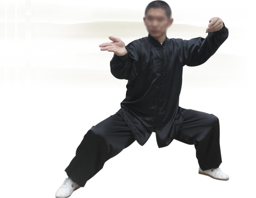 Tai Chi Uniform - Luxurious Korean Silk, Traditional Tai Chi Clothing for Your Tai Chi Exercise (Black, Large (5'9" - 6'1" & 170-200 lbs))