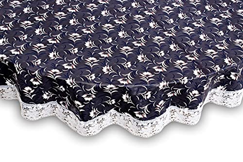 Image of The Furnishing Tree Round Shaped 8 Seater Table Cover WxL 90x90 inches with White Border lace