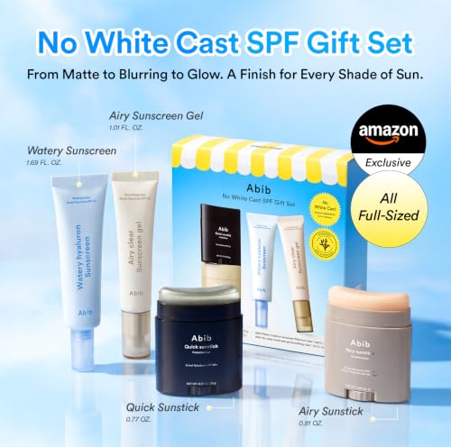 Image of Abib No White Cast SPF Gift Set 4EA Suncare Travel Essentials (Airy Sunstick + Quick Sunstick + Airy Sungel + Watery Sunscreen)