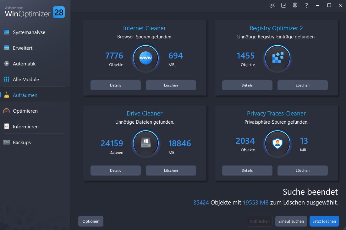 Ashampoo WinOptimizer 28 – PC Tuning Software für ein schnelles, schlankes und sicheres Windows | 1 Gerät | 1 Benutzer | PC Aktivierungscode per Product Key Card