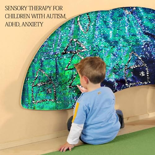 VACVELT Flip Sequin Fabric by The Yard, Half Yard Reversible Sequin Fabric, Emerald Green + Black Glitter Fabric Sparkly Mermaid Sequin Fabric for Graffiti, Bridal Dress, Wedding Decorations, Sewing