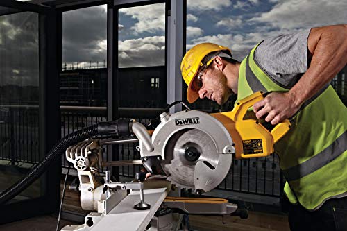 Dewalt 250 mm Paneelsäge DWS778 (1.850 Watt, Gehrungseinstellung 50° links u. rechts, 85 mm max. Schnitttiefe, Sägeblattmasse 250 x 30 mm, Neigungseinstellung 48° links, Alu-Druckguss Sägetisch)