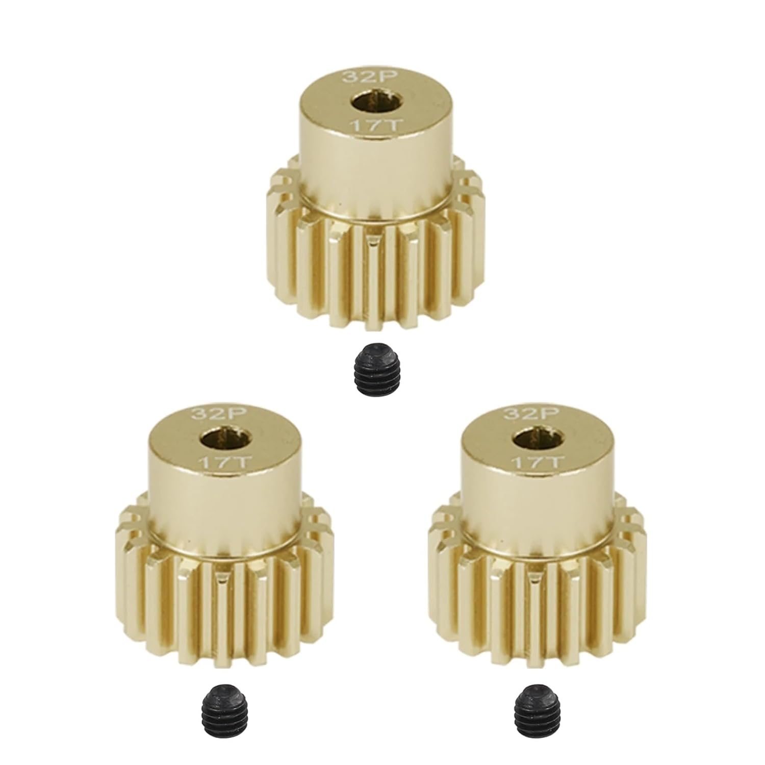 3Pcs 32P 3.175mm Motor Gear Pinion 7075 Aluminum Alloy 11T 12T 13T 14T 15T 16T 17T 18T 19T 20T(3PCS 32P 17T)