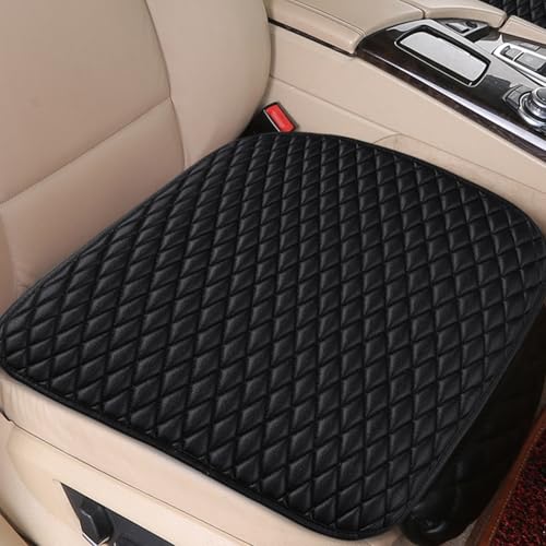 Image of Hicle Premium Car Seat Cushion Set - 3 Piece Anti-Slip PU Leather Seat Covers for Front & Rear Seats - Universal Fit (Black)