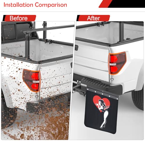 BST BSSP Universal 2\" Hitch Mounted Mud Flaps 24 * 24\" Thickened Fenders for Mudflaps Protects Trailers Trucks Adjustable 2\" 2.5\" 3\" Hitches Mounted Width & Height for Most Vehicles