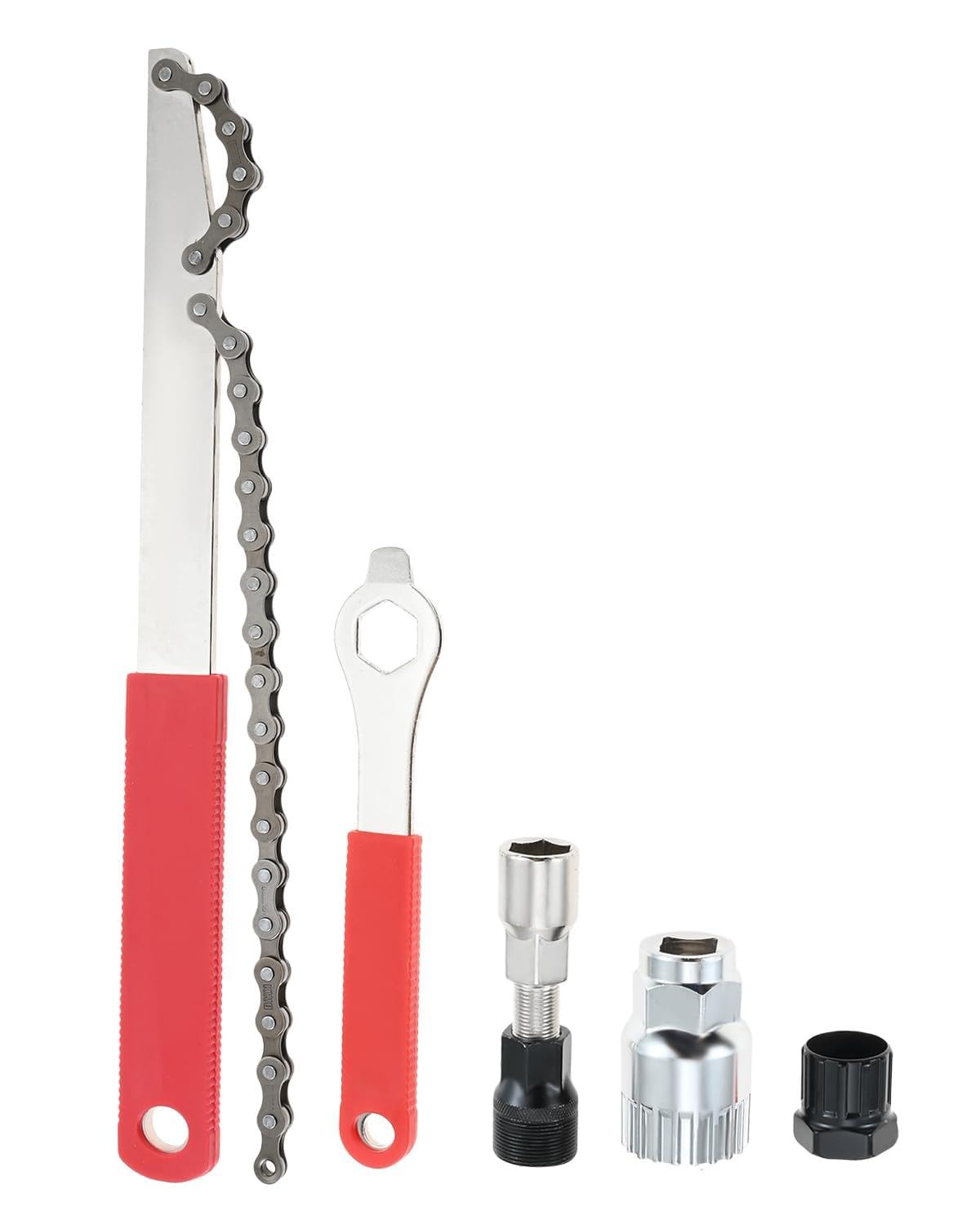 MUXSAM Sliver Bicycle Crank Extractor Puller,Bottom Bracket Remover Crank Arm Remover Spanner/Wrench Repair Tools Kit for Mountain Bike Bicycle MTB Square Threaded Crankset (Red 2)