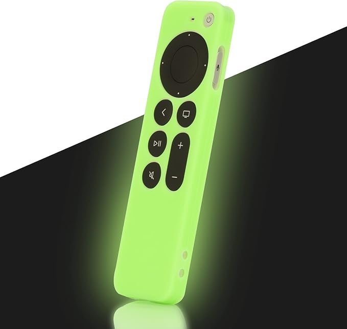 LEFXMOPHY Glow Green Remote Case Cover Replacement for New Apple 4k TV Siri 2nd 2021 Series 6 6th Generation/Siri 3rd 7 7th Gen 2022 Remote, Silicone Skin Glow in Dark with Lanyard