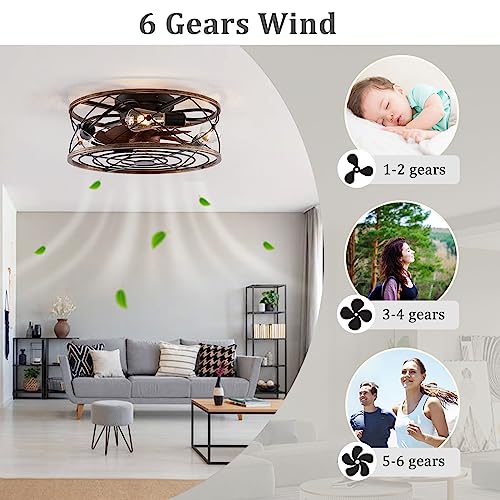 Ventilateur de plafond industriel DC silencieux avec lampe et télécommande cage ferme