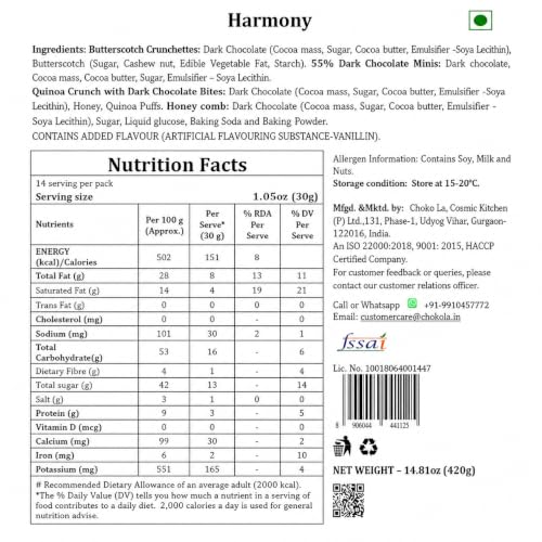 Image of Chokola Harmony Chocolate Hamper- 420G | Assorted Flavours Chocolates with Coated Almonds & Nuts | Premium Chocolate Gift Box for Festivals & Special Occasions