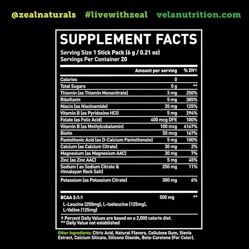 Image of Enhanced Electrolyte Powder Stick Packs (Lemon Lime | 20 Packets) w / 0 Sugar +BCAAs +B-Vitamins Electrolyte Supplement w Potassium Zinc & Magnesium for Hydration - Keto Electrolytes