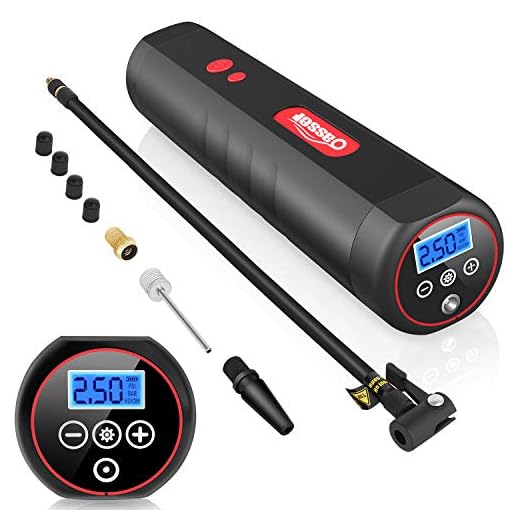 Oasser Compresor de Aire Portátil Mini Bomba de Inflado Eléctrica con Indicador de Presión LCD Digital de 120PSI 2000mAh Batería de Litio 12V/DC 20 Litros/Min P1S