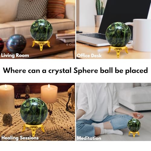 Image of Certified Kambaba Jasper Crystal Ball for Meditation - Premium Crystal Vastu Items for Home and Feng Shui Items for Good Luck - Ideal for Pooja Supplies and Spiritual Practices (2 inch Inch)