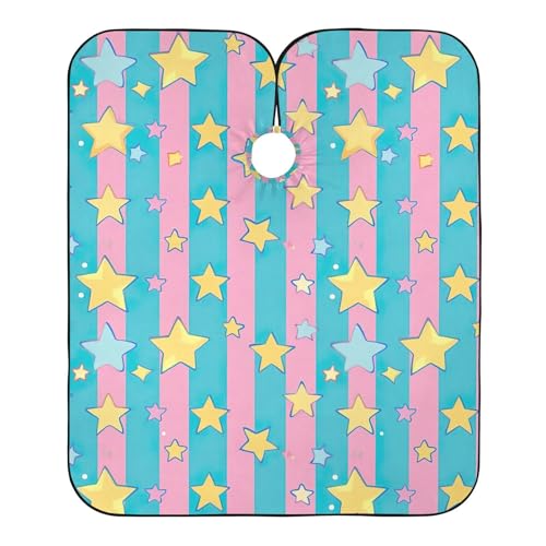 Hezely Colored Striped Stars Hair Dye Cape, Barber Cape for Adults,Waterproof Salon Cape,Waterproof Hairdressing Styling Hair Cutting, 65