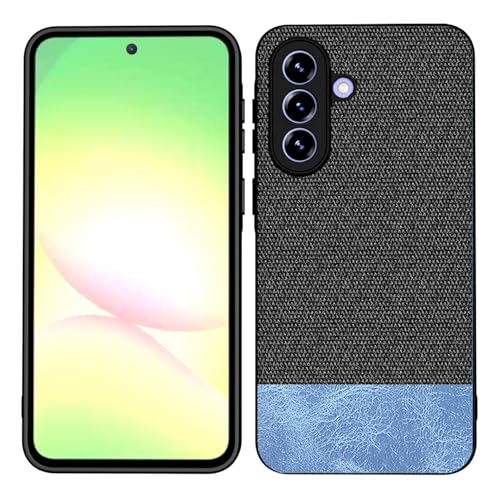 Image of Kapa Soft Fabric & Leather Hybrid Protective Back Cover for Samsung Galaxy A57 5G | Shockproof Slim Hard Anti Slip Back Case (Black,Blue)