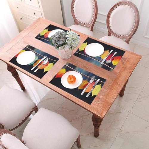 Set de table en PVC à motif feuilles colorées 30,5 x 45,7 cm | Lot de 4