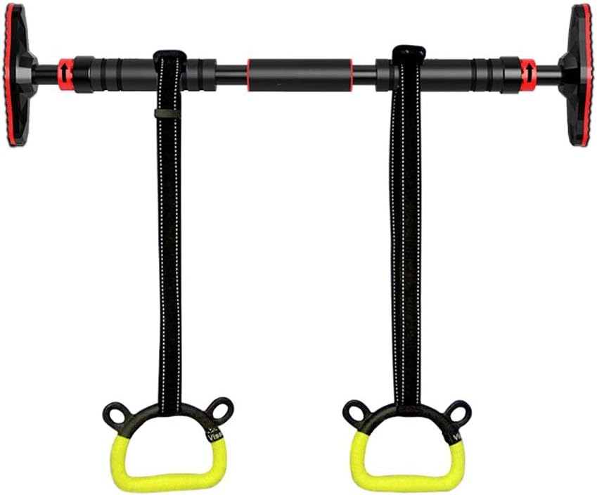 Chin up bar Home Exercise Fitness Workout Bar No Screw Installation Upper Body Pull Up Bar Adjustable Width with 1 Meter Children's Ring Strength Training Pull-Up Bars