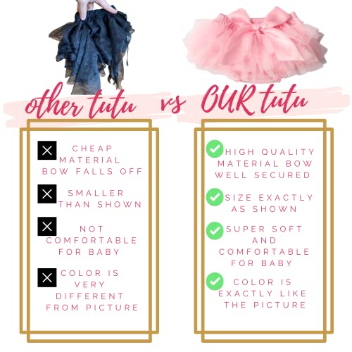 Baby Girl Pink Tutu Soft and Fluffy - Baby Girl Tutu Skirt with Diaper Cover - Infant Tutu with 2 Headbands - Tutus for Girls3