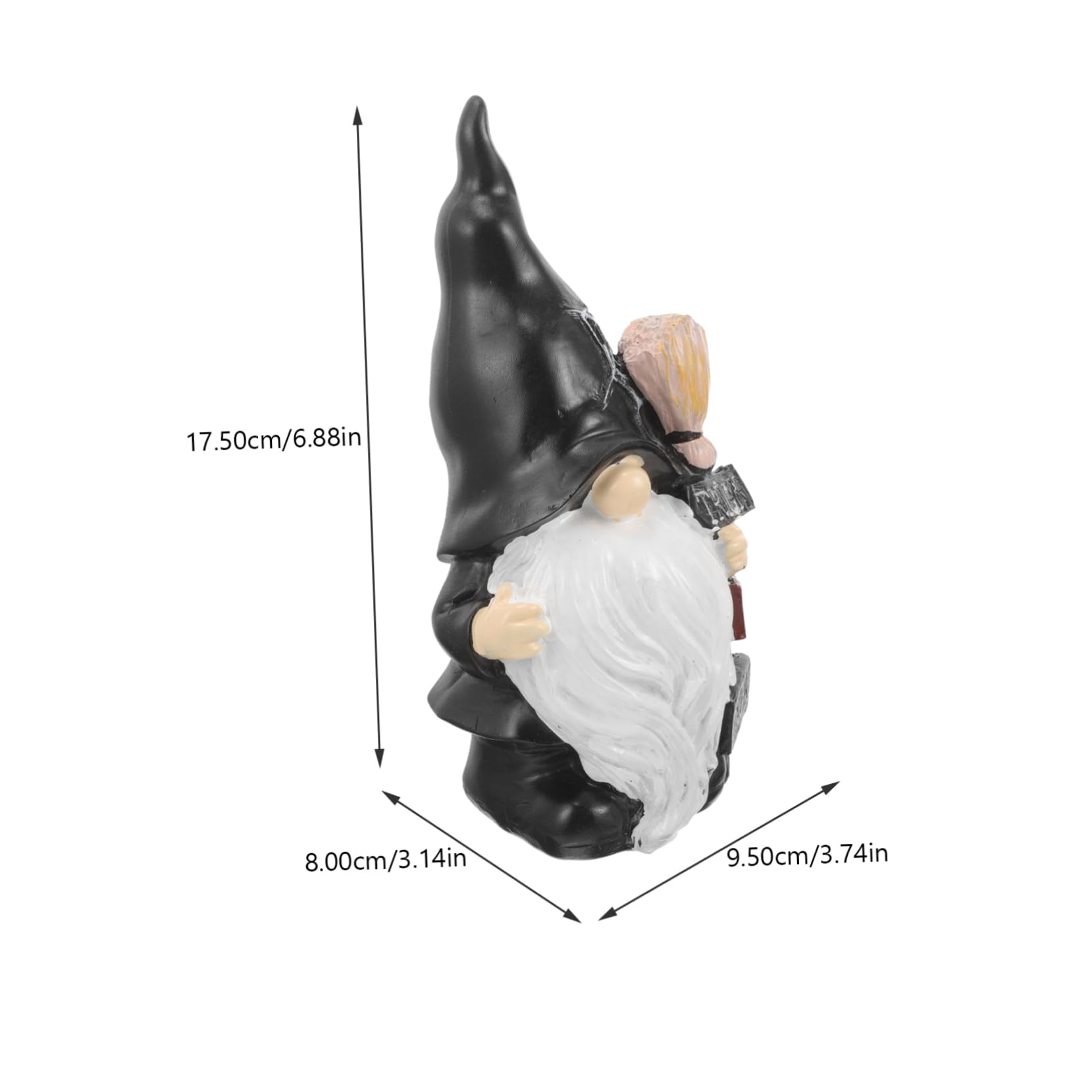 VANZACK Statue de GNOME de Jardin en Résine Noire pour Extérieur