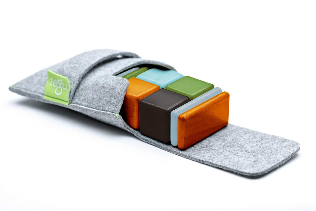 8 Piece Tegu Pocket Pouch Magnetic Wooden Block Set, Nelson