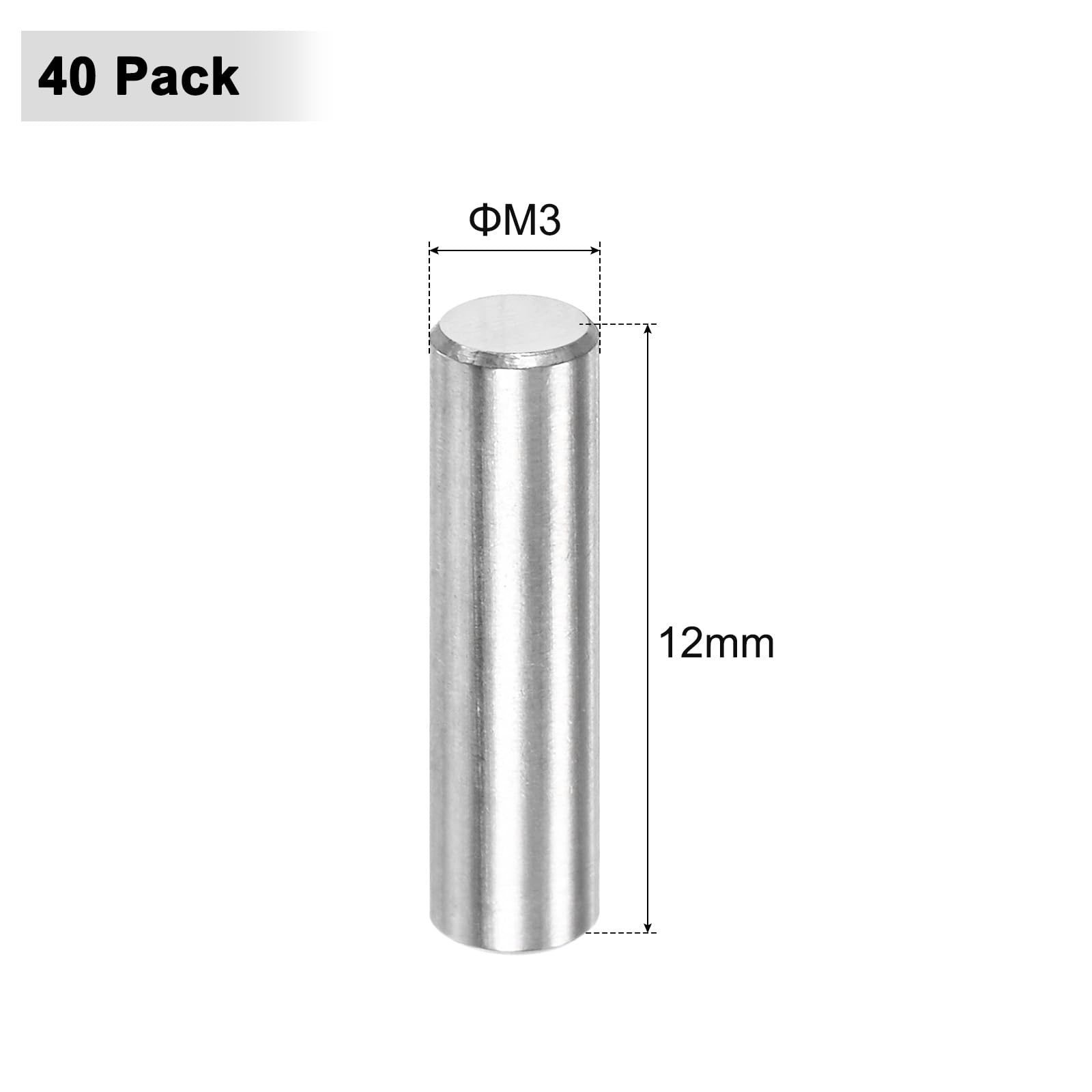 M METERXITY 40-Pack 3 x 12 mm Dowel Pin, 316 Stainless Steel Support Pin Fastener Elements for Metal Devices/Wooden Projects - Image 3