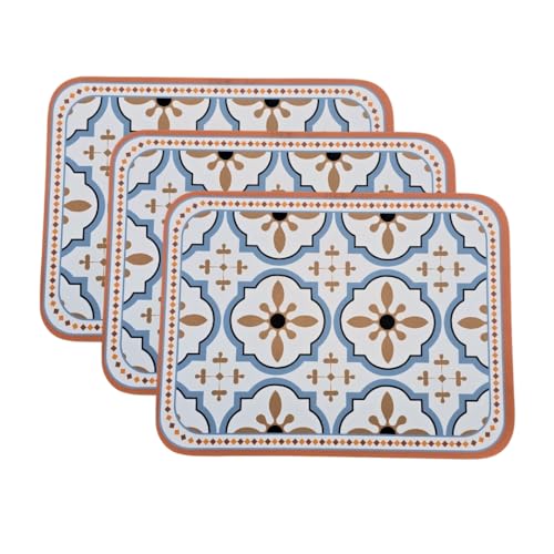 Image of Faux Leather Dining Table Placemats | Heat Insulation & Stain Resistant Waterproof Non Slip Dinner Table Mats | Perfect for Home, Kitchen, Restaurant, Office (Multicolor, Set of 3)