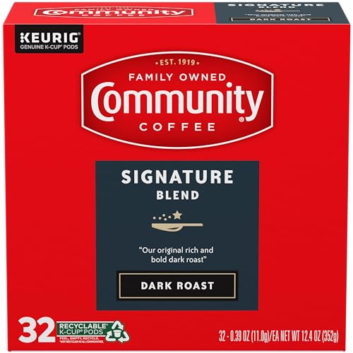 Image of Community Coffee Signature Blend Dark Roast Single Serve Keurig K-Cup Pods 32 ct Box