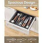 Aujen Silverware Organizer - Expandable Kitchen Drawer Organizer, Adjustable Utensil Organizer, Cutlery Tray for Forks, Knives, Multipurpose Kitchen Organizers and Storage Solution, Black, X-Large - Image 2