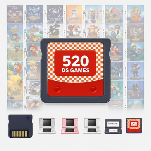 DS Game, 520 in 1 Game Cartridge Multicart, Game Pack Card Super Combo for DS DSL DSi 3DS 2DS XL/LL