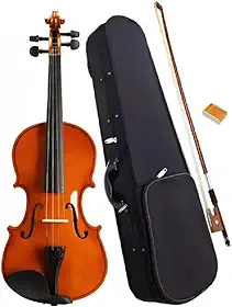Violino Acústico 1/4 com Arco, Estojo, Breu e Cavalete para Iniciantes e Estudantes