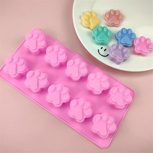 Miniatura 3 de Molde de silicona Bandeja de hielo Perro Mini Gato Paw Print Animal Cupcake Lindo Muffin Taza para hornear Pastel Chocolate Jabón Caramelo Vela Rosa