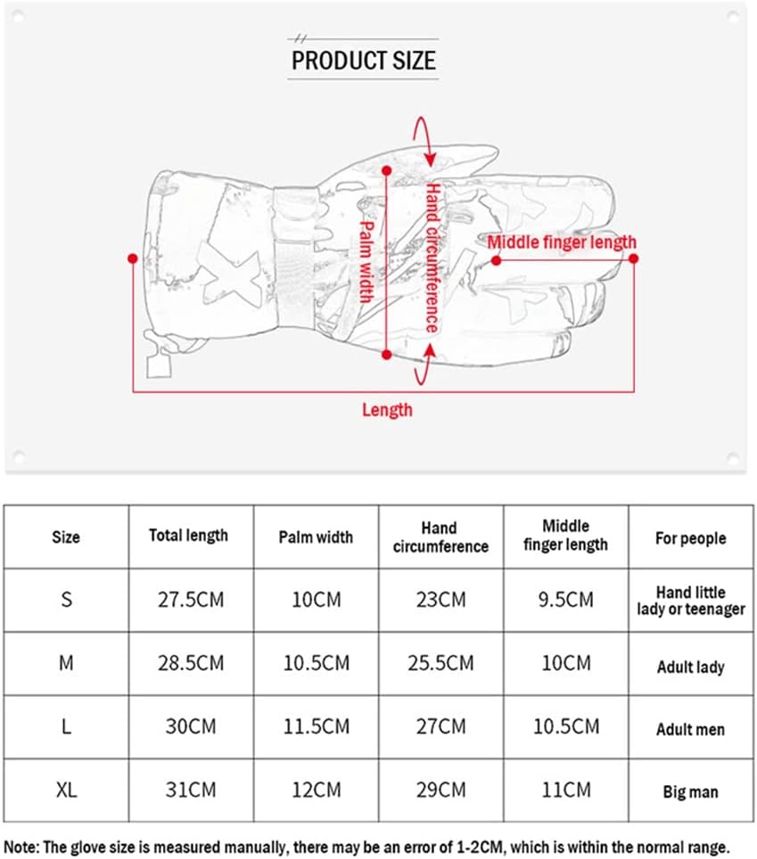 HBJWOV Winter ski Gloves Men's Outdoor Sports Skiing Snowboarding Gloves Men's Thick Warm Touch Screen Riding Gloves(Black,Small)