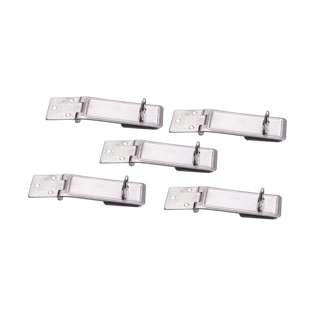 MroMax Padlock Locking Hasp Staple Safety Door Clasp Gate Lock Latch 201Stainless Steel Door Cabinet Swivel Clasp Latch Silver Tone 5Pcs