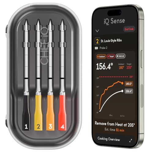 CHEF iQ Sense | Smart Wireless Meat Thermometer | 4 Ultra-Thin Probes | WiFi Unlimited Range | 1000°F Heat Safe | 5 Sensors | BBQ, Grill, Oven, Smoker, Air Fryer | Gen3