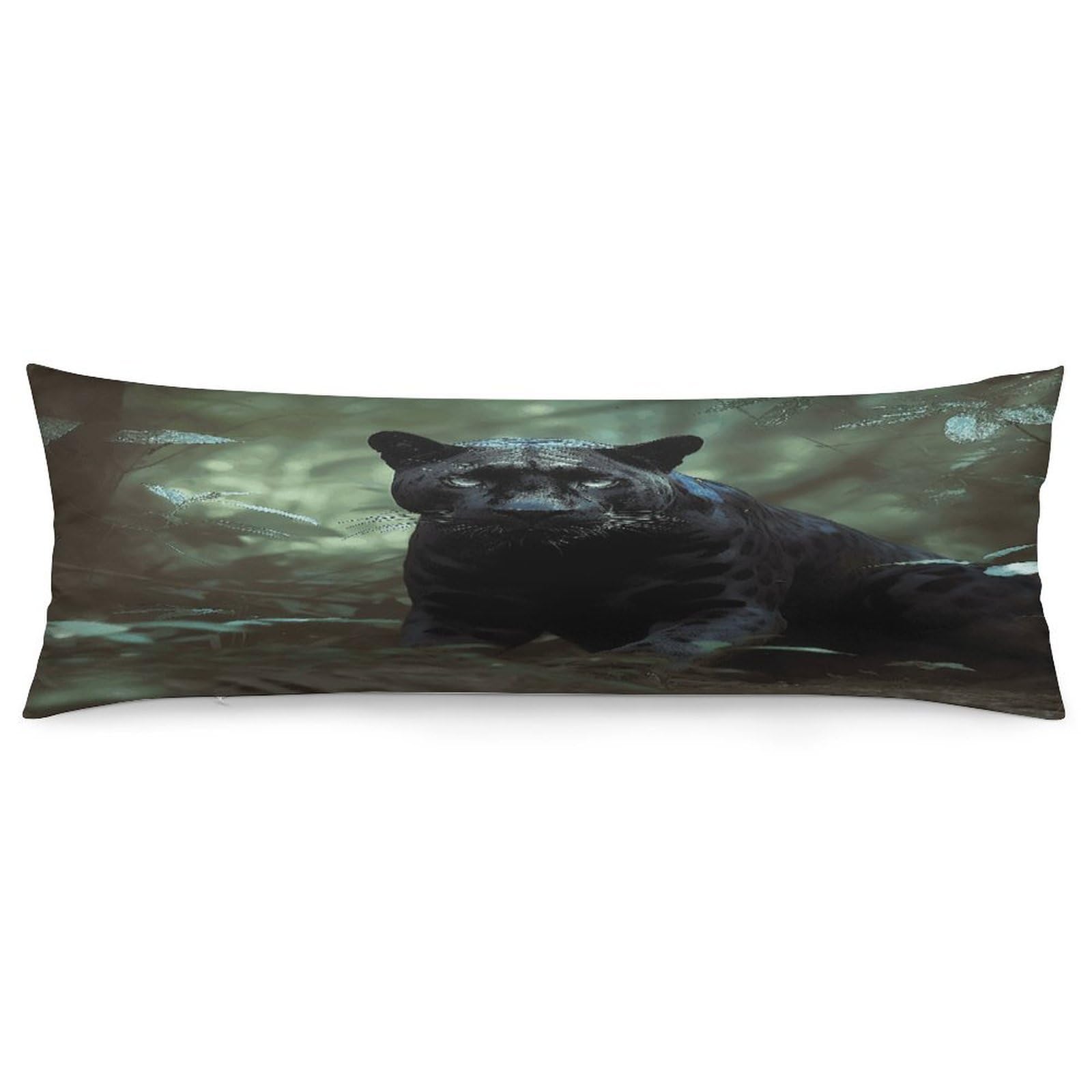 Body Pillow Pillowcase 19x53 Inch Forest Panther Print Body Pillow Cover with Hide Zipper Super Soft Cozy Long Pillow Case Rectangle Long Body Lumbar Cushion Case for Bedroom