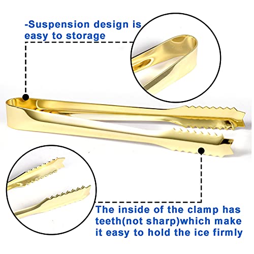 Wafjamf Ice Tongs For Ice Bucket,7 Inch Serving Tongs,Bar Tongs,304 Stainless Steel,-Gold Plated-For Bar Kitchen Restaurant thumb #2