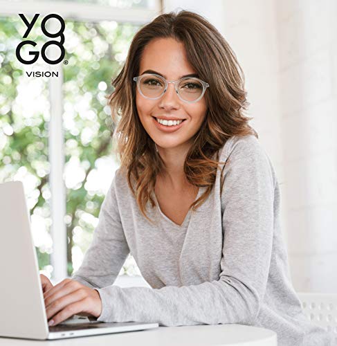 Image of Yogo Vision Blue Light Blocking Glasses Men Women Computer Anti Eyestrain Glasses Round Frame Blue Light Blocker Eyeglasses