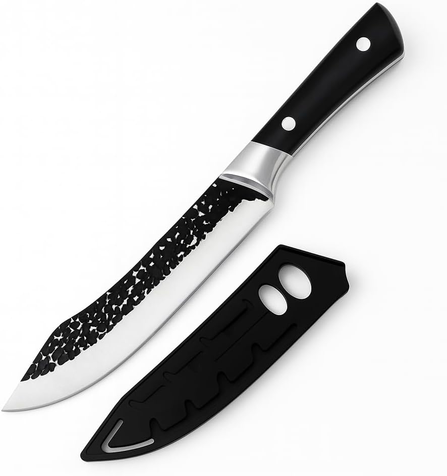 Machado Serbian Chef Knife - High Carbon Clad Steel Unagisaki Butcher Cleaver, Full Tang Kitchen Chef Knives - Ideal Fathers & Mothers Day Gifts